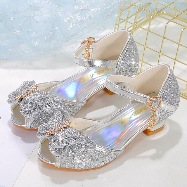 Silver Bowknot Princess – Glitter Shoes Girls' Sparkly