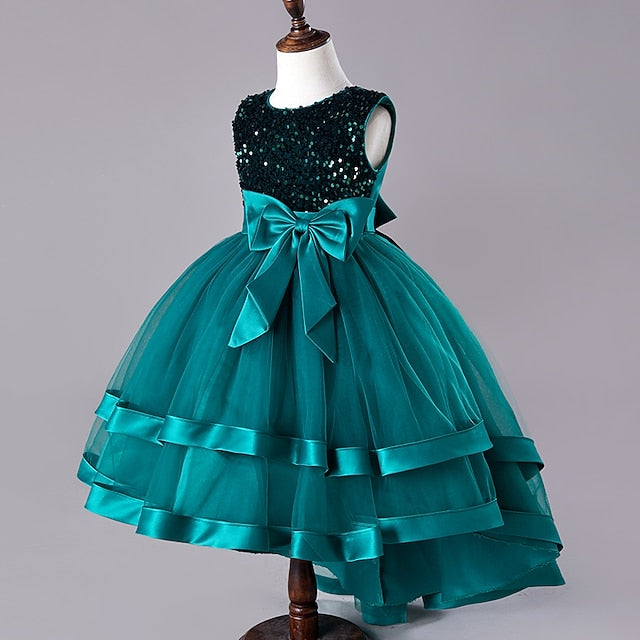 Party Sleeveless Kids Girls' Sequin Wedding Festival Dress