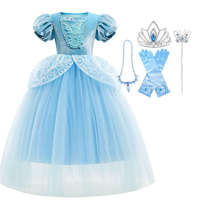 Party Princess Girl Dress Cinderella Fairytale Theme Flower