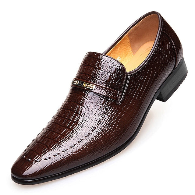 Faux Leather - Pattern Men's Loafers Brown Crocodile