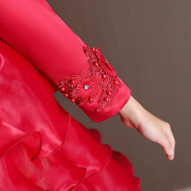 Long Wedding Dress Special Sleeve Kids Girls' Flower Party