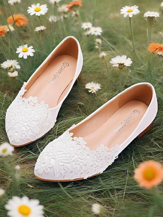 Ballet for Lace Women's White – Flats Brides Elegant