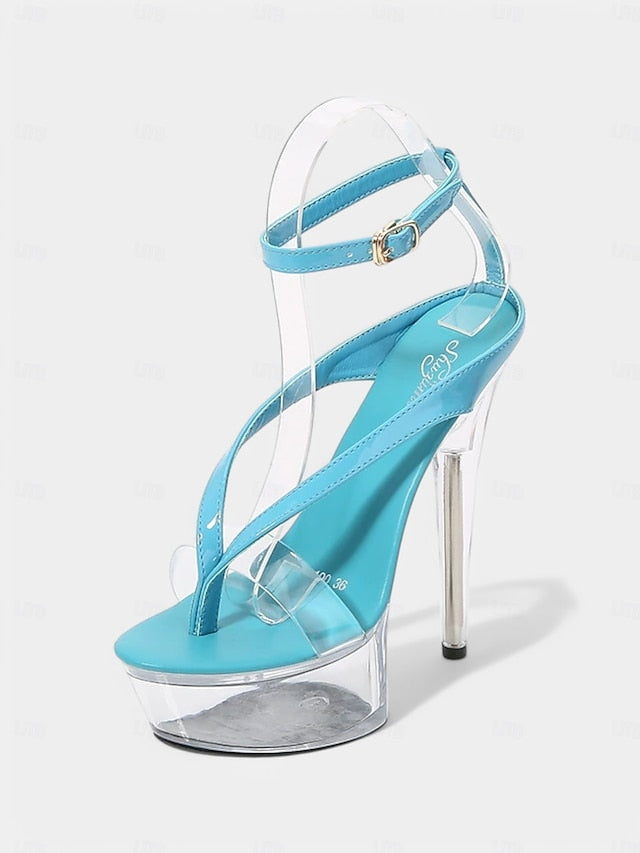 Sexy Sandals Clear – Lavender Heel Nightclub Platform