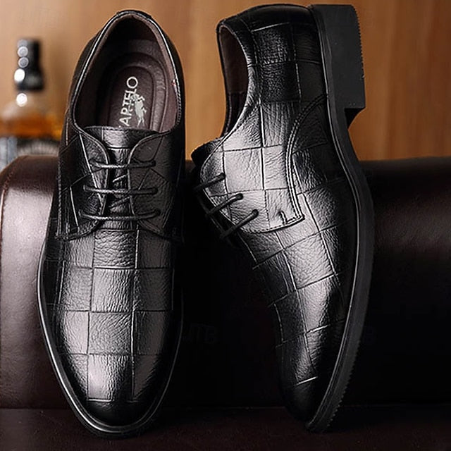 Crocodile Men's – Classic Black Pattern Shoes