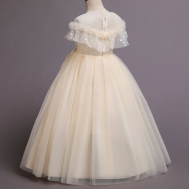 Kids Solid Girl Flower Party Color Dress Girls'