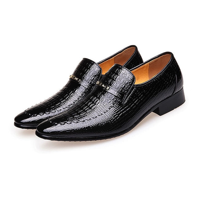 Faux Leather - Pattern Men's Loafers Brown Crocodile