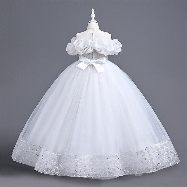 Girls' Color Dress Girl Solid Party Flower 3D