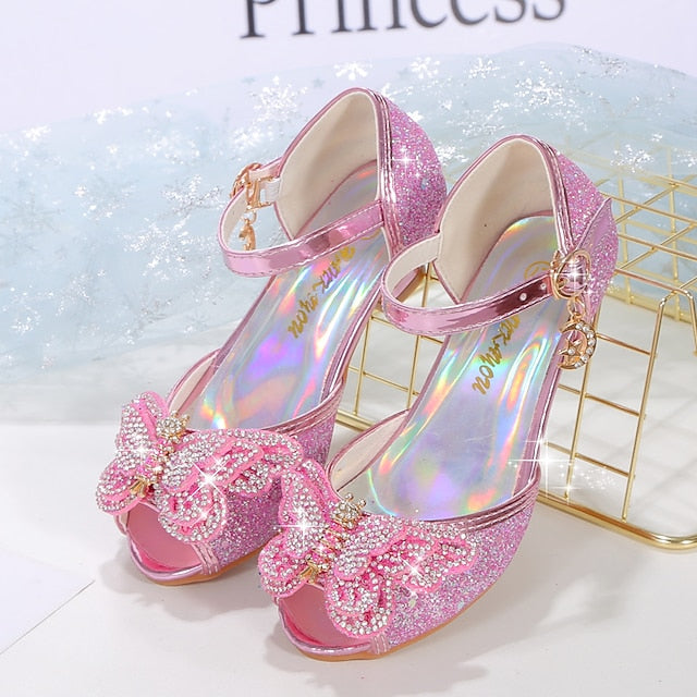 Silver Bowknot Princess – Glitter Shoes Girls' Sparkly