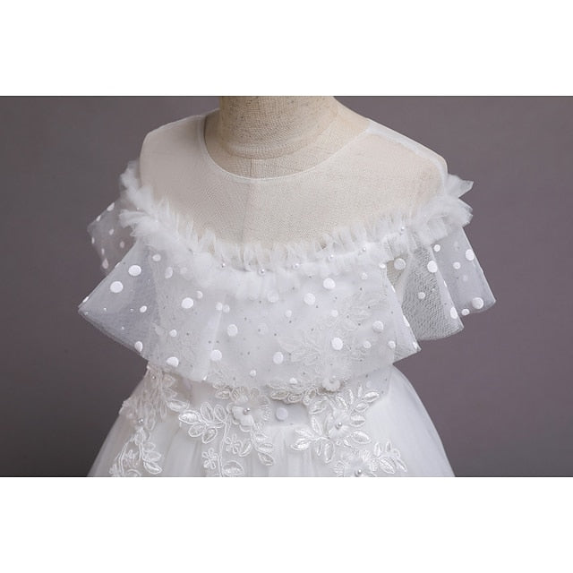 Girl Solid Flower Party Girls' Dress Color Kids