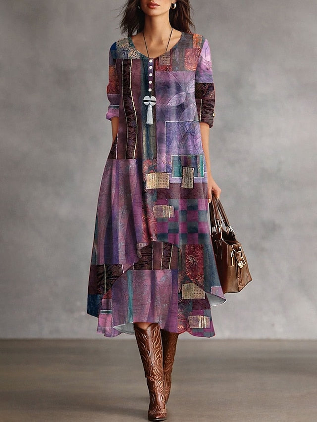 Women's Midi Dress Shift Dress Casual Holiday Loose Fit