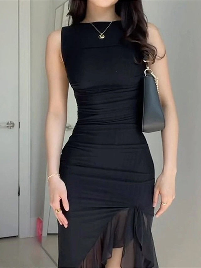 Women's Midi Dress Black Dress Graduation Dress Party Dress