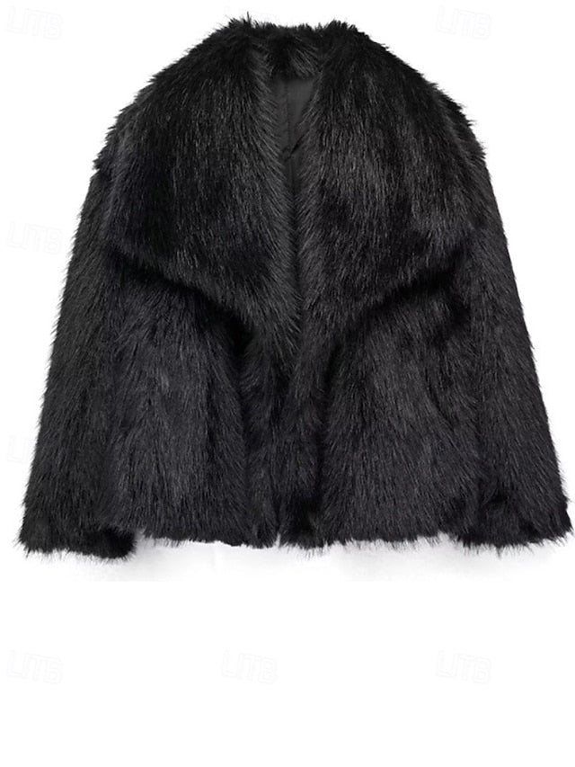 Buttons Furs Women's Warm Faux Comfortable Fur Coat
