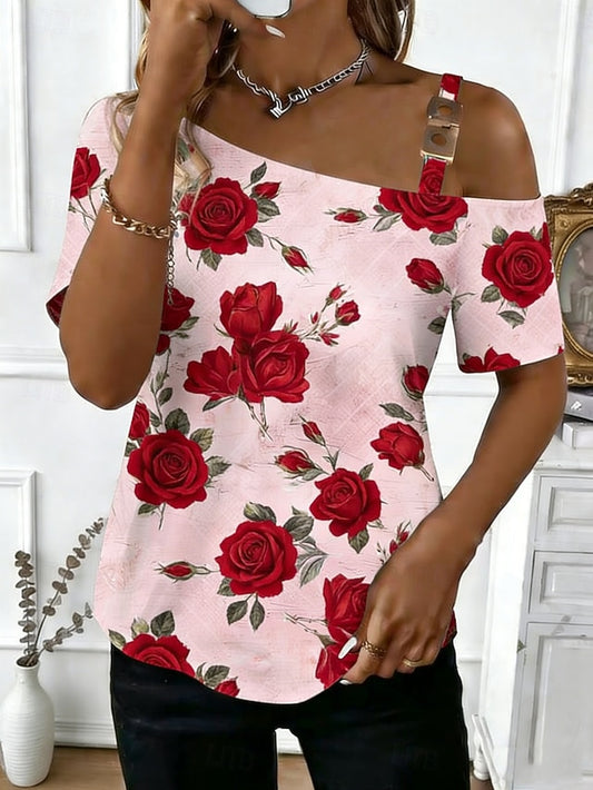 Women's T Shirt Tee Top Print Floral Graphic Elegant