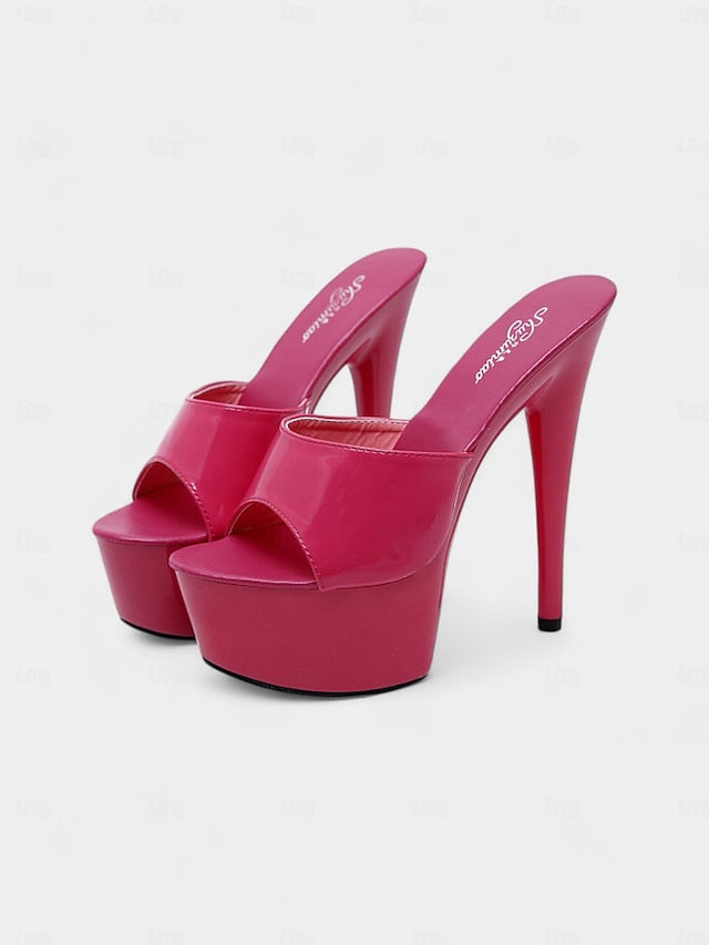 Patent Platform with Leather Red Heels High Women's