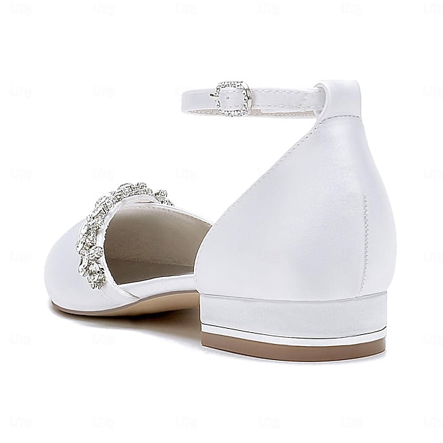 Elegant Flats Satin White – Women's Wedding Pointed Toe