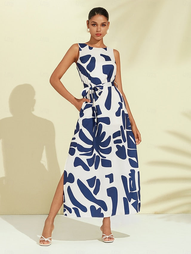 Women's Casual Dress Loose Dress Black White Sleeveless