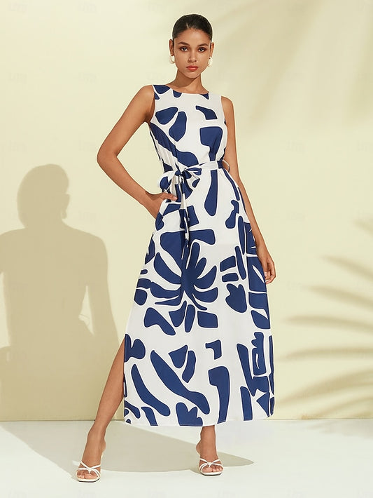 Women's Casual Dress Loose Dress Black White Sleeveless