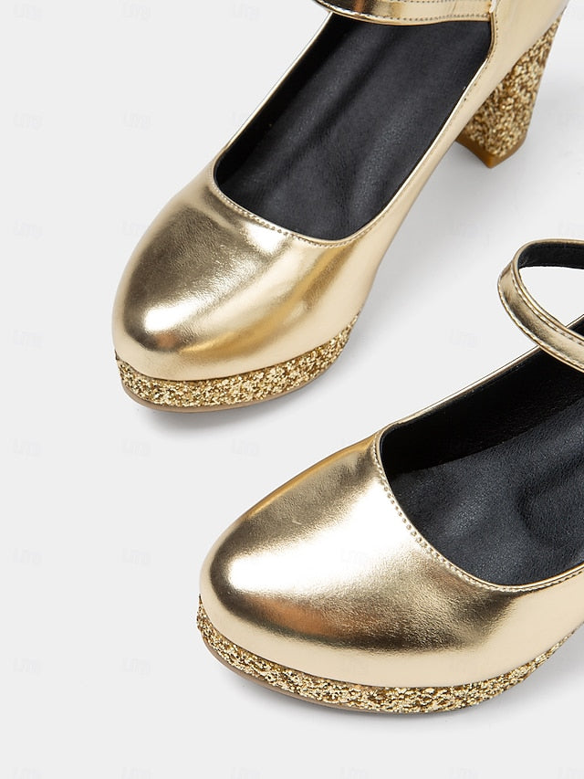 Heel Pumps Sparkly Glitter – Jane Block Mary Gold Women's