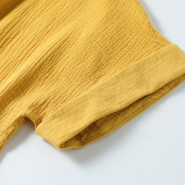 Women's Mini Dress Shirt Dress Cotton Linen Dress Fashion