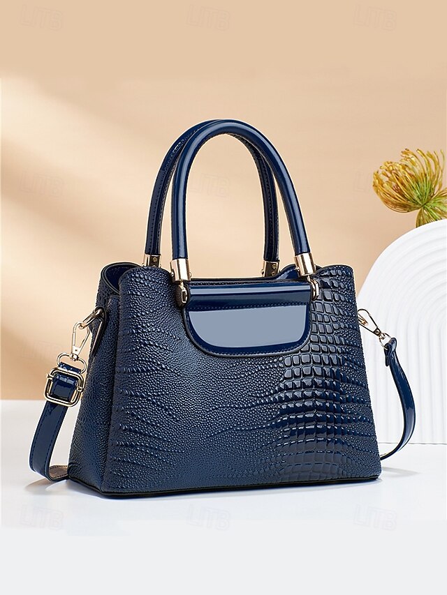 Elegant Croc-Embossed Faux Leather Handbag – Stylish Top