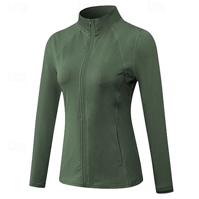 Women's Workout Shirt Yoga Top Stand Collar Quick Dry Full