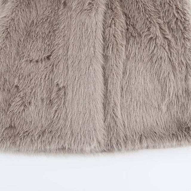 Faux Coat Comfortable Buttons Women's Warm Pocket Fur