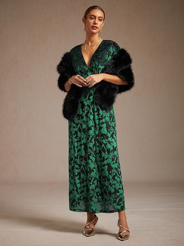 Women's Velvet Midi Dress Sheath Dress Elegant Party Party