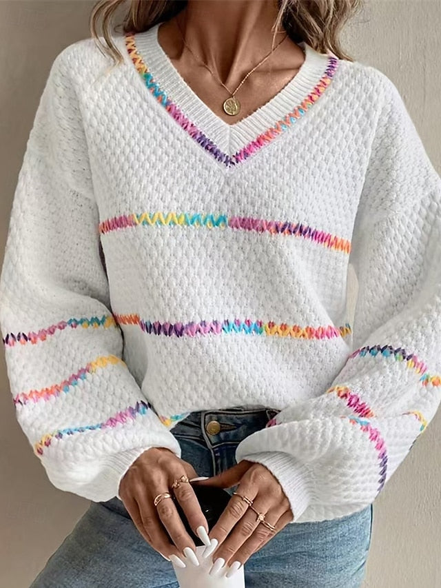 Women's Sweater Pullover Daily Stylish Casual Striped