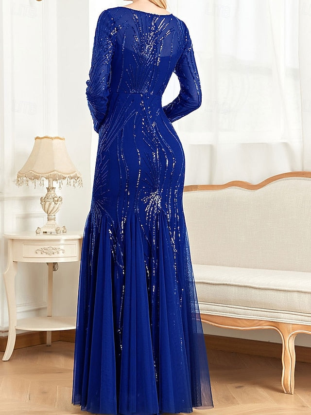 the Floor of Crew Elegant Bride Party Neck Mother Dress