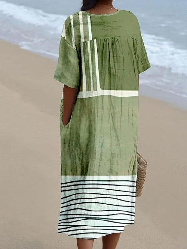 Women's Midi Dress Sundress Vacation Casual Beach Daily