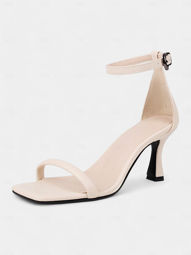Minimalist Ankle Women Strap - Sandals for Green Sleek Mid-Heel
