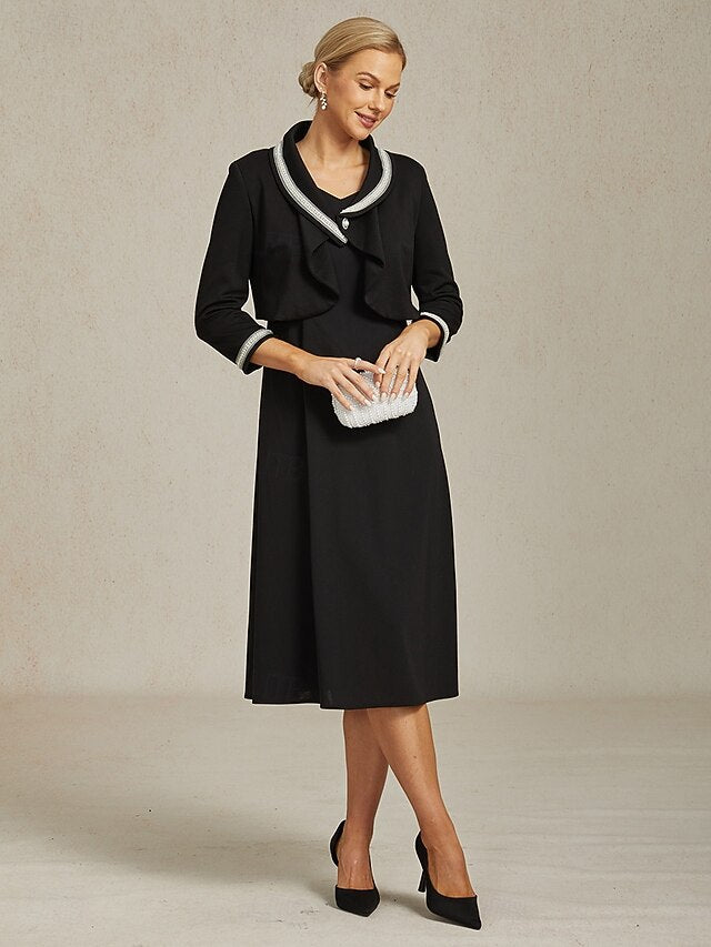 Women's Button Up Jacket Dressy Top Elegant 3/4 Length