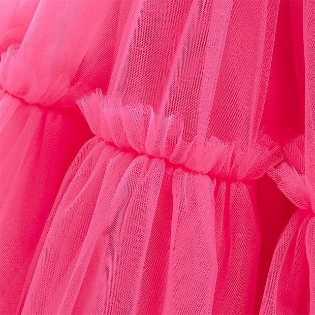 Kids Party Sleeveless Girls' Solid Dress Performance Color