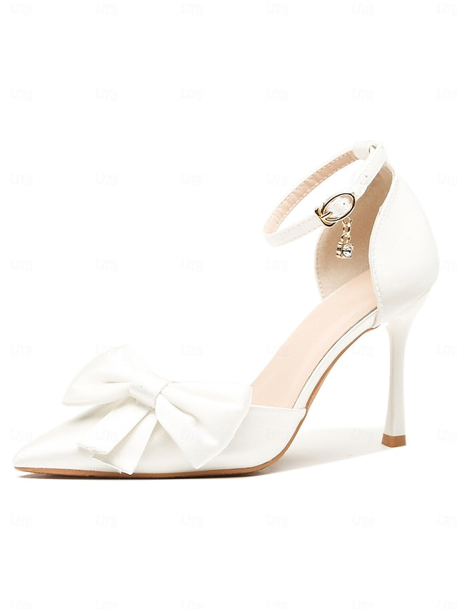 Bow Pointed Champagne Strap Pumps – Classy Women's Ankle