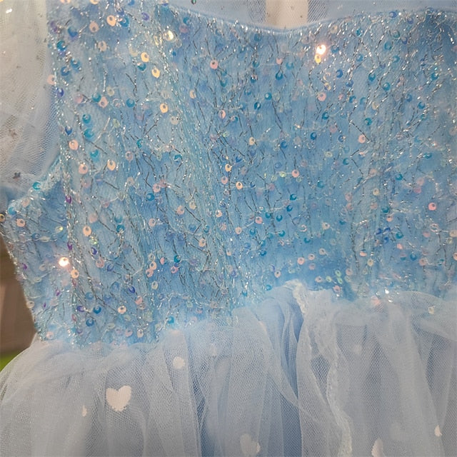 Cosplay Frozen Princess Cloak Dress Girl Elsa Flower