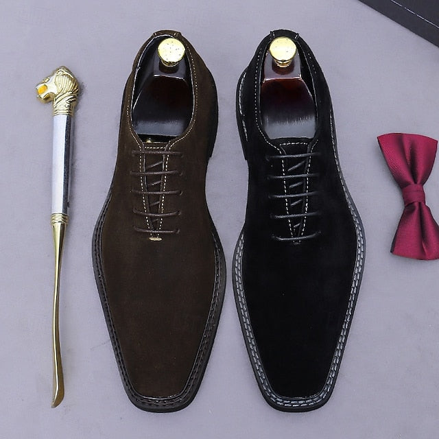 Cowhide Suede Oxford - Men's Genuine Leather Shoes