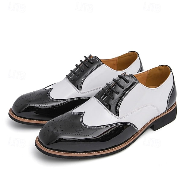 Oxford Black Men's and Gold Patent Leather Shoes with