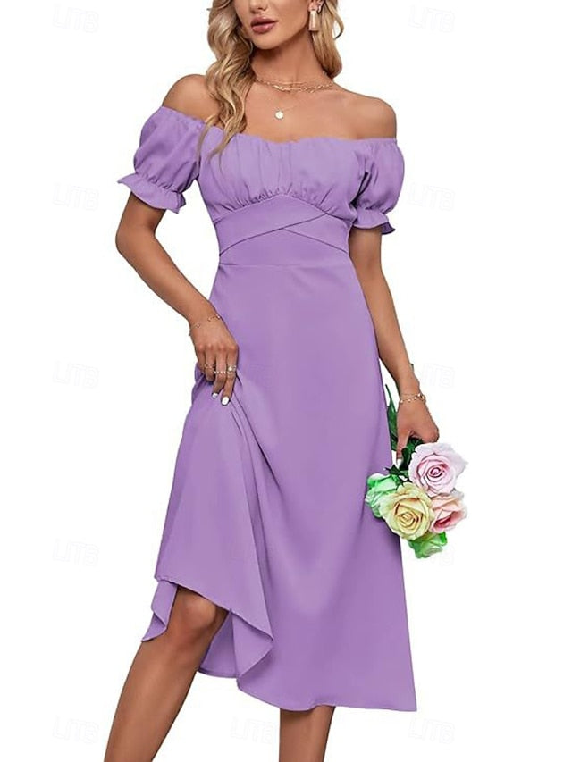 Women's Midi Dress Cotton Linen Dress Fashion Basic Modern