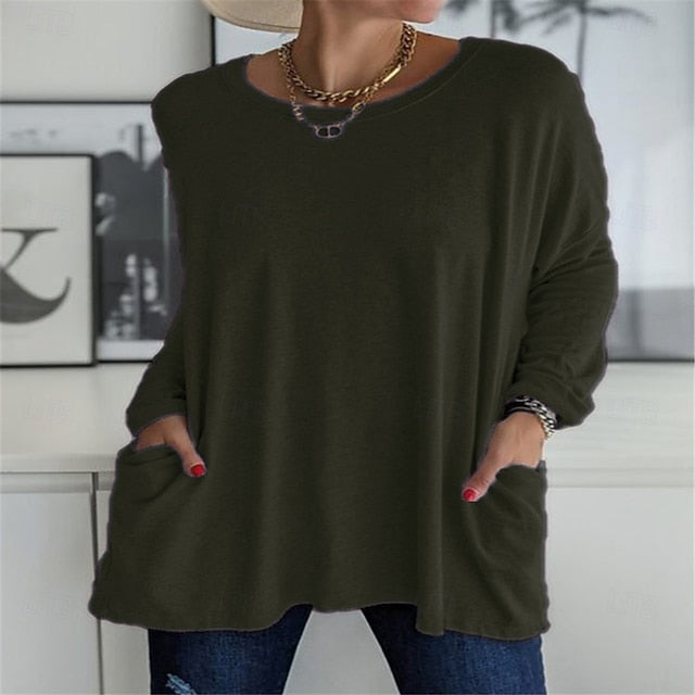 Women's Tunic T Shirt Solid Color Plain Stylish Classic