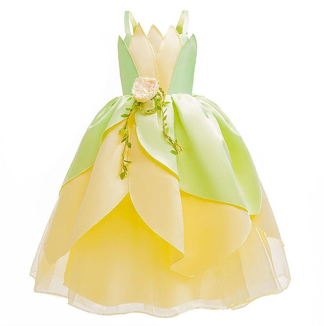 Bell Princess Tinker Girl Tiana Theme Flower Dress Fairytale