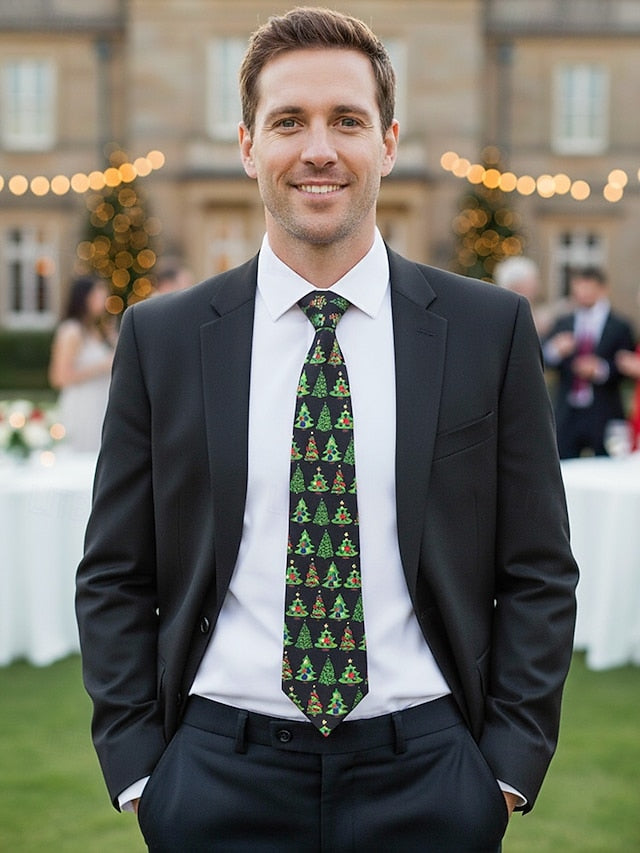 Silk Tie – Fun and Men's Tree Christmas Polyester Santa