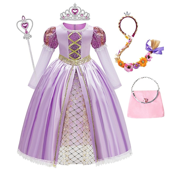 Dress Girl Theme Rapunzel Party Flower Sofia Princess Fairytale