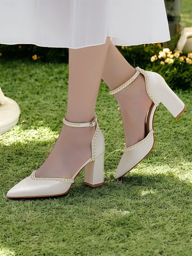 Women's Elegant Heels Wedding Pearl-Embellished