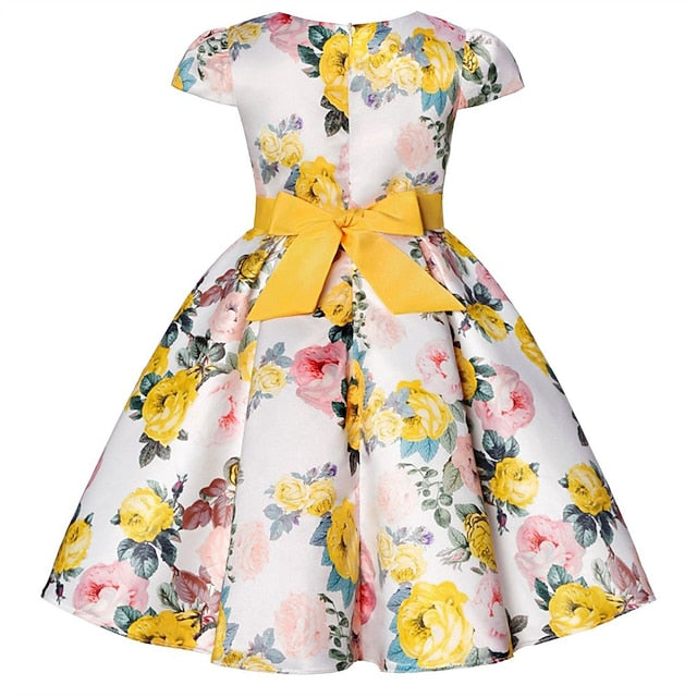 Kids Girls' Short Party Sleeve Dress Floral Flower