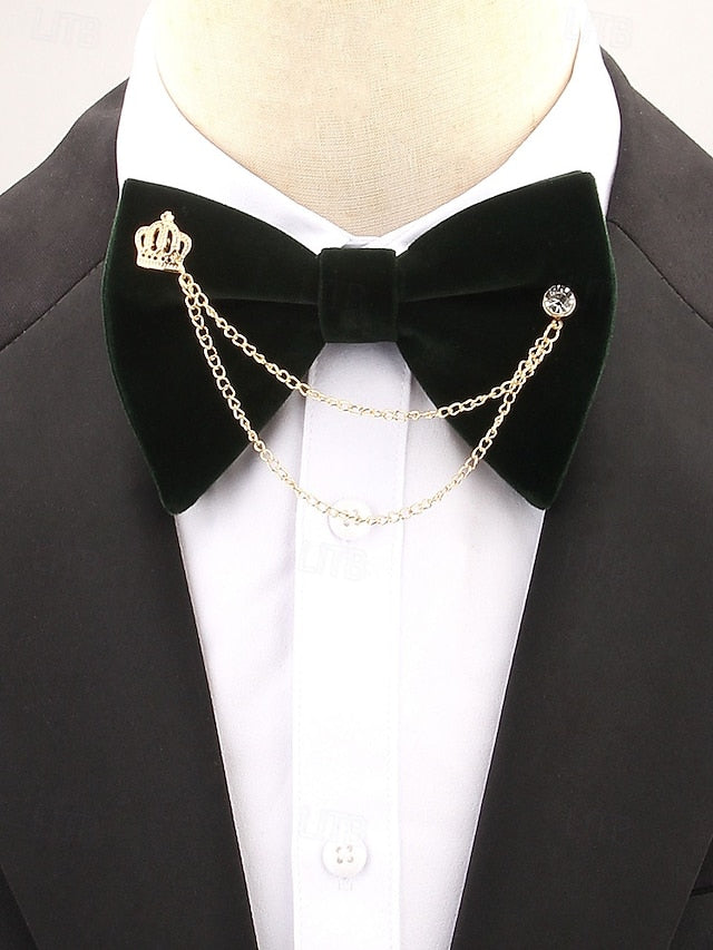 and Tie Crown with Velvet – Men's Chain Bow Detail