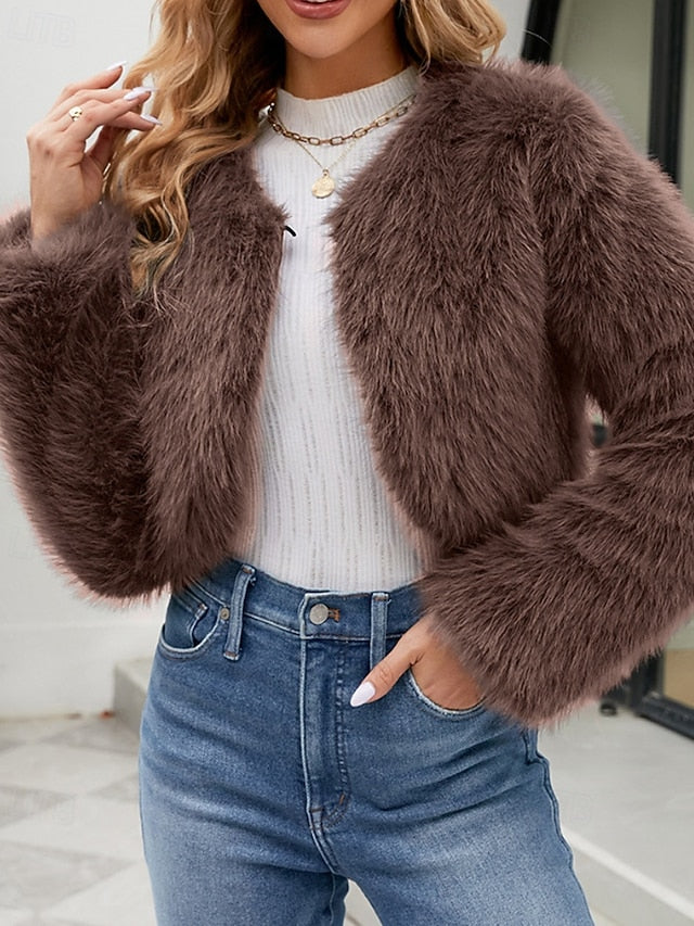 Fur Women's Winter Faux Furs Coat Comfortable Warm