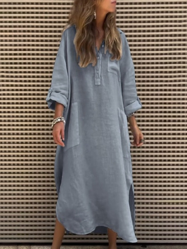 Women's Midi Dress Shirt Dress Classic Modern Outdoor