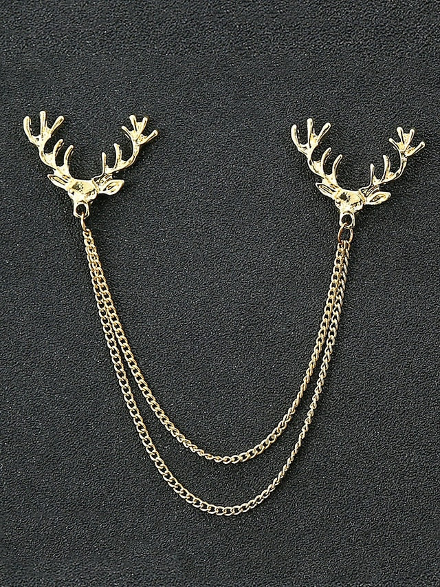 Collar Pins – Reindeer Elegant Men's Christmas Alloy
