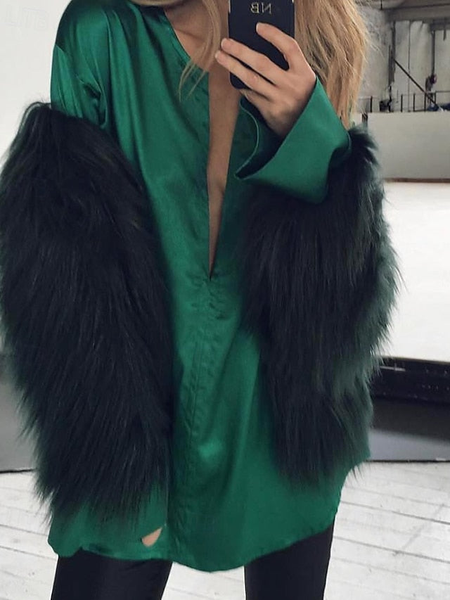 Faux Coat Warm Leathers Fur Women's Comfortable Furs