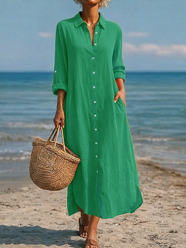 Women's Maxi Dress Shift Dress Casual Daily Loose Fit Plain